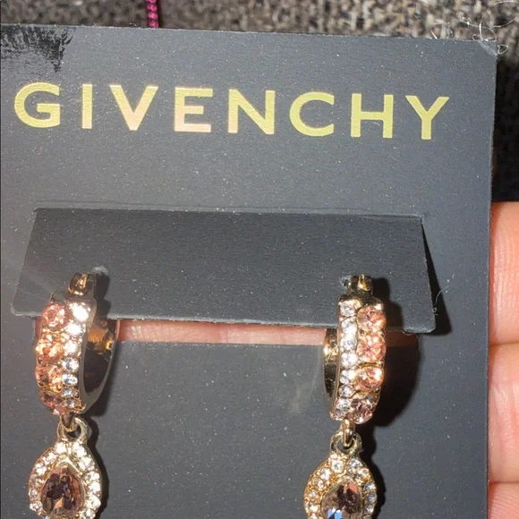 Givenchy Gold and Pink Crystal Earrings - Picture 4 of 5
